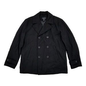 Claiborne Outerwear Black Italian Wool Blend Peacoat Jacket Mens Size XL